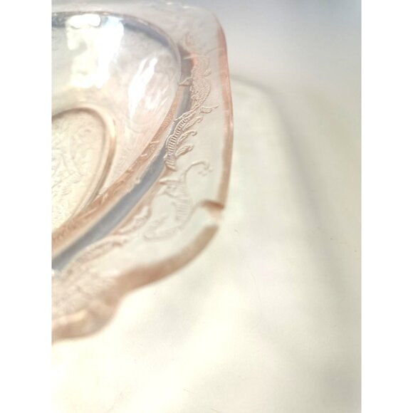 Pink Depression Glass Serving Dish  JEANETTE ADAM Pattern 1930s Small Chip - Picture 6 of 10